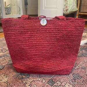 Annabel Ingall Red Straw Purse